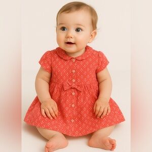 • Jacadi Paris • Girls Floral Button Down Dress
Pink and White 24 Months